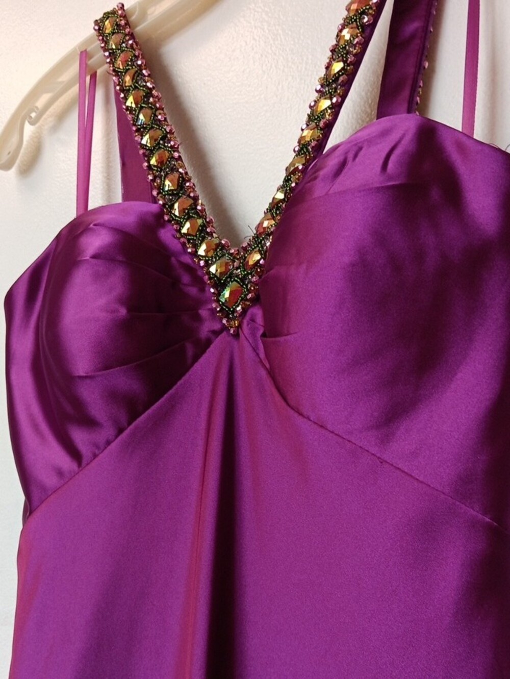 Vintage Faviana Plum Purple Beaded-Strap Maxi Gown - Picture 8 of 10